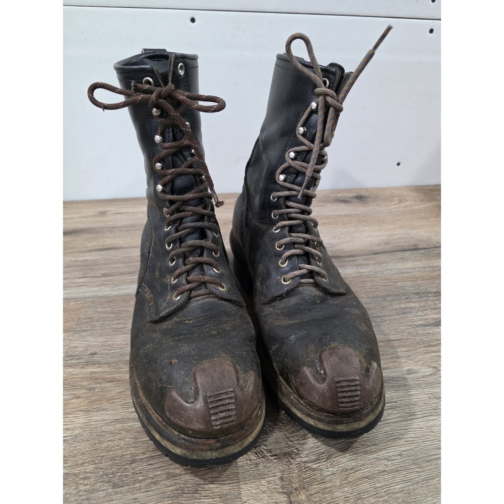 RED WING Boots, Mens Size 11.5 Steel Toe, ANSI Z41 PT91 MI/75 C/75 Black VTG USA